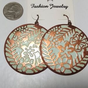 Etched & Painted Copper Boho Earrings